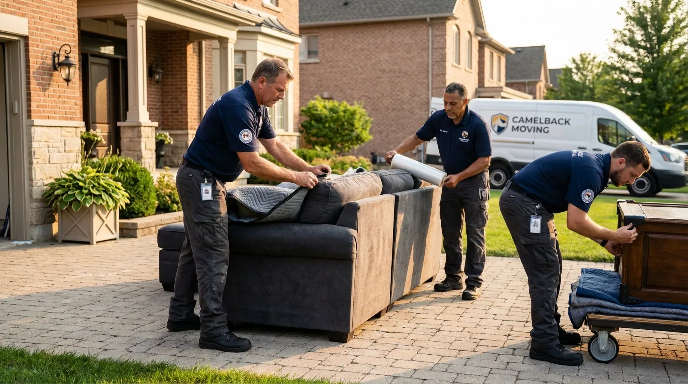 Large estate moving crew wrapping furniture in Alexander City, AL
