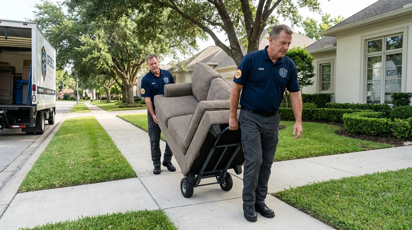 Local residential moving crew loading furniture in Alexander City, AL