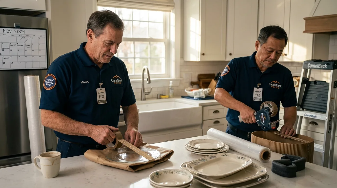 Professional crew packing kitchen dishware in Alexander City, AL